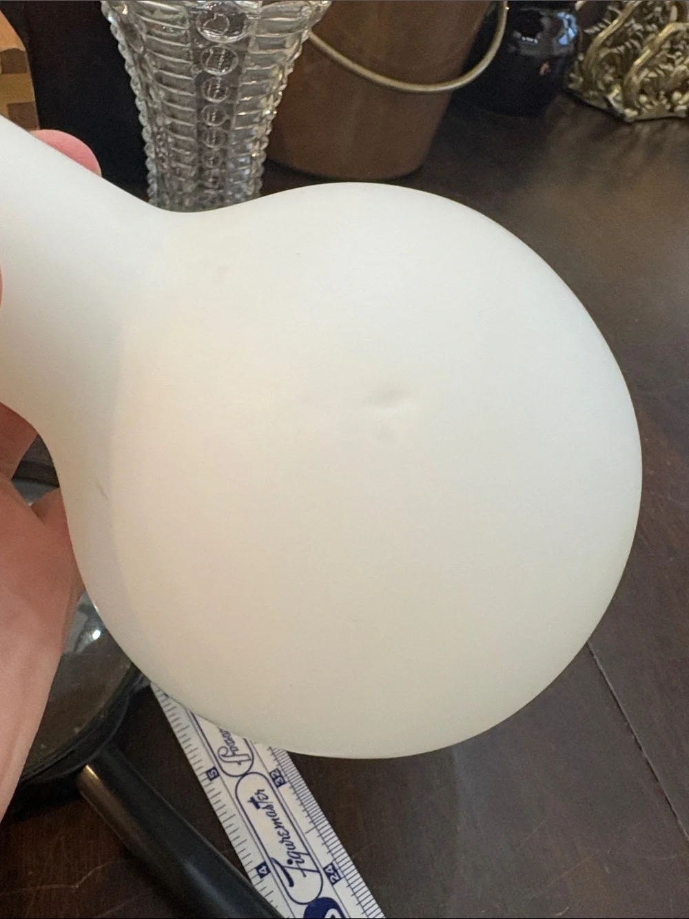 White Frosted Glass Vase 7.25”